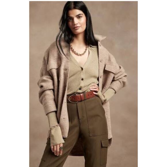 Banana Republic Silk Cashmere Ribbed Button Front Polo Women’s Small Minimalist - Picture 1 of 7